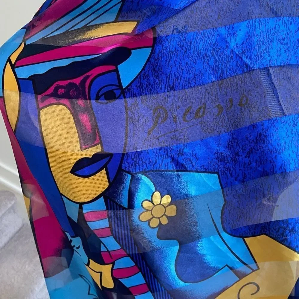 Silky Synthetic Picasso Fine Art Abstract Large Scarf Wrap Shawl - 41